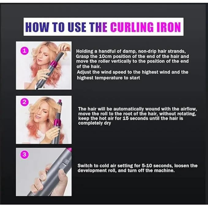 5 In 1 Hot Air Styler Hair Dryer Comb Multifunctional Styling Tool
