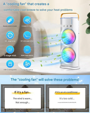 Portable Double Fan USB Rechargeable Mini AC Air Cooler